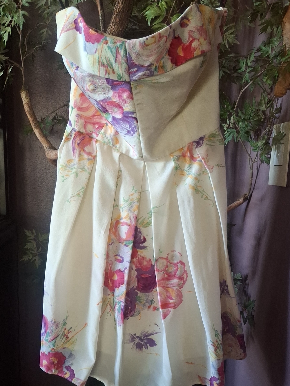 Vintage Betsey Johnson Cream Floral Smocked Dress